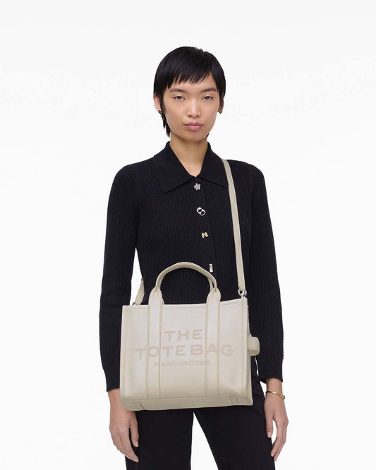 The Leather Medium Tote Bag Cotton/Silver