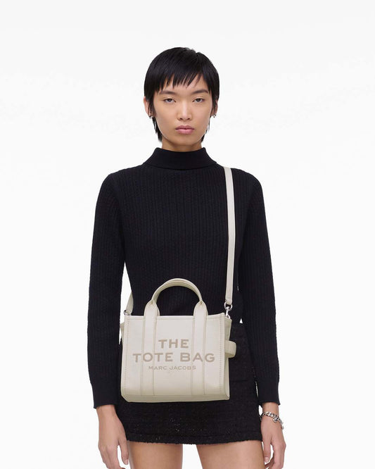 The Leather Small Tote Bag Cotton/Silver
