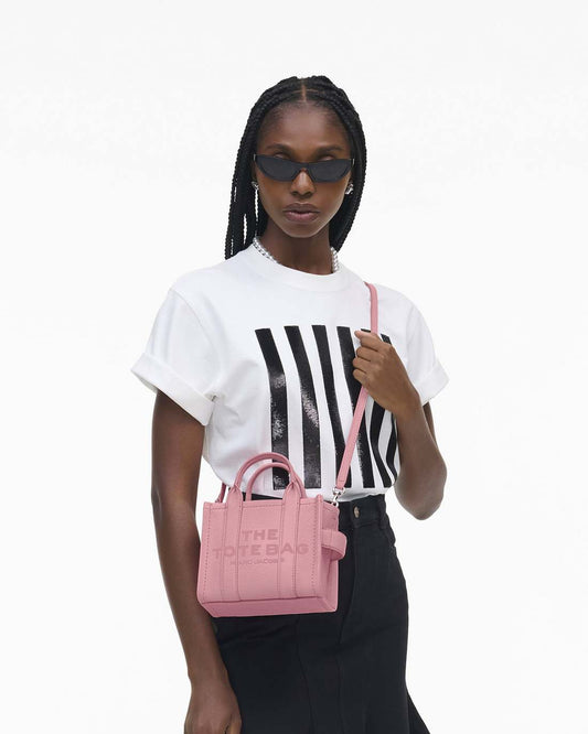 The Leather Crossbody Tote Bag Ribbon Pink