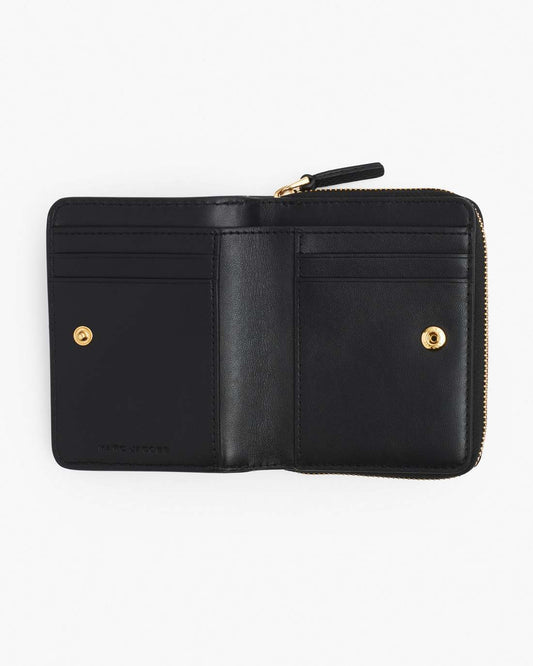 The Leather Mini Compact Wallet Black