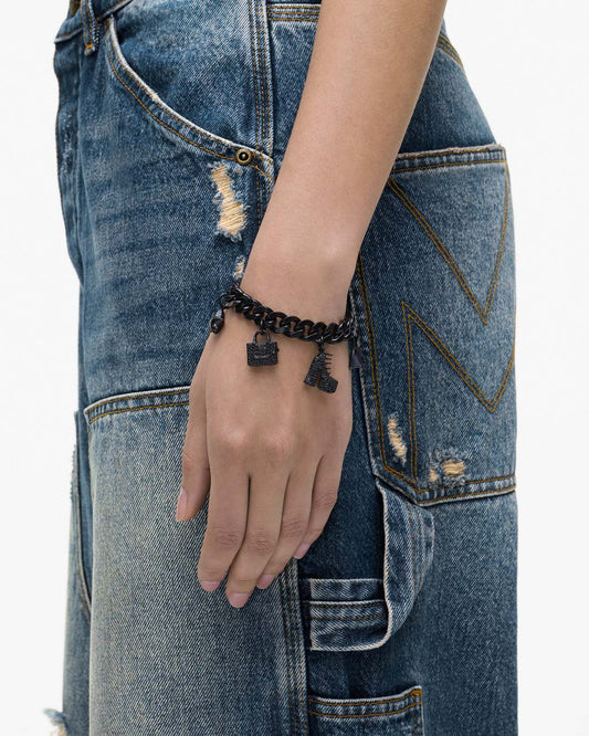 The Pave Mini Icon Charm Bracelet Black/Black Crystal