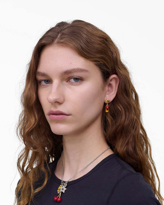 The Trinket Charm Cluster Earrings Silver/Multi