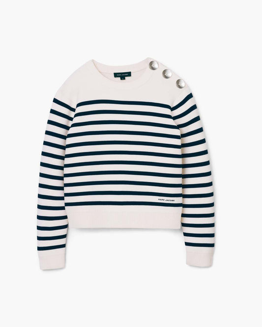 Breton Stripe Crewneck White/Navy