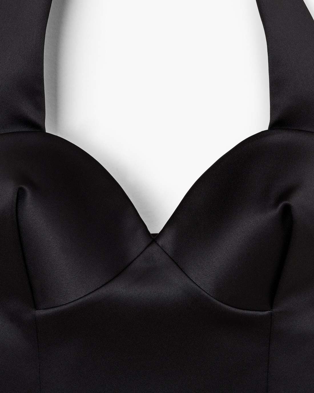 Sculpted Satin Halter Top Black