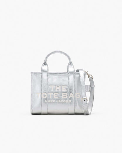 The Metallic Leather Small Tote Bag Metallic Silver