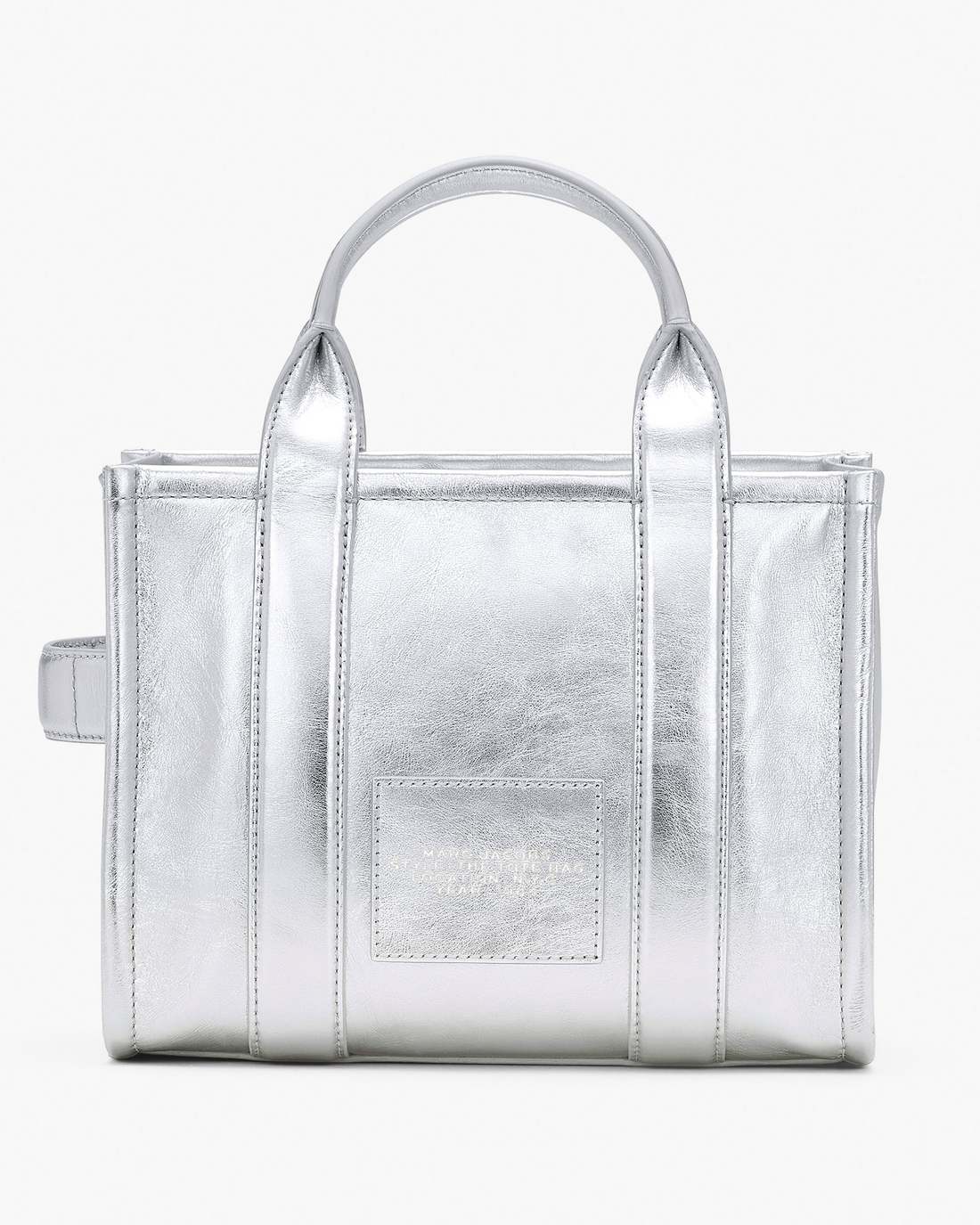 The Metallic Leather Small Tote Bag Metallic Silver