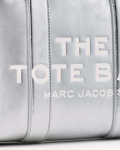 The Metallic Leather Small Tote Bag Metallic Silver