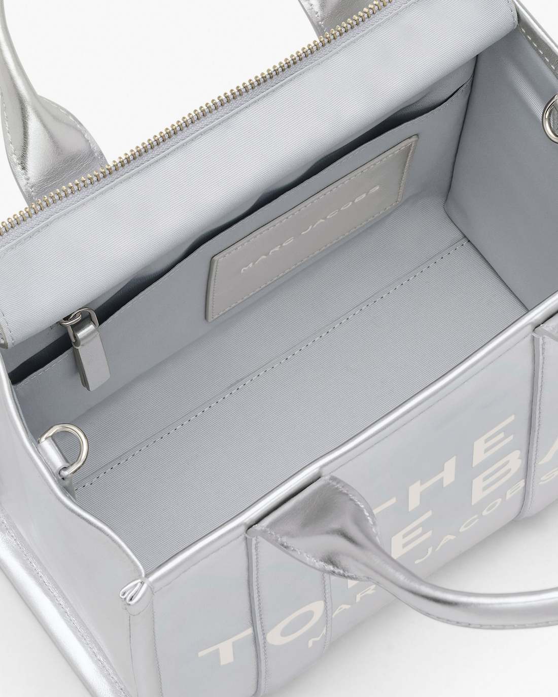 The Metallic Leather Small Tote Bag Metallic Silver