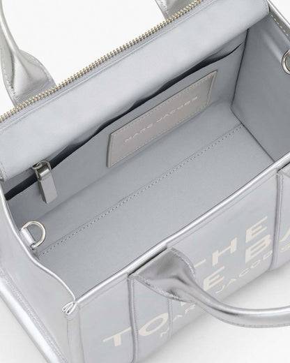 The Metallic Leather Small Tote Bag Metallic Silver