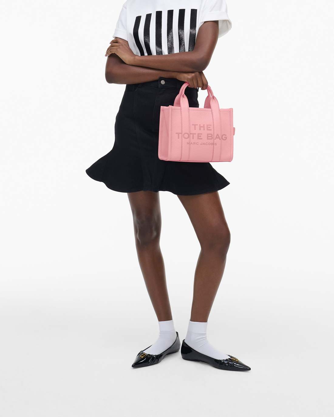 The Leather Small Tote Bag Ribbon Pink