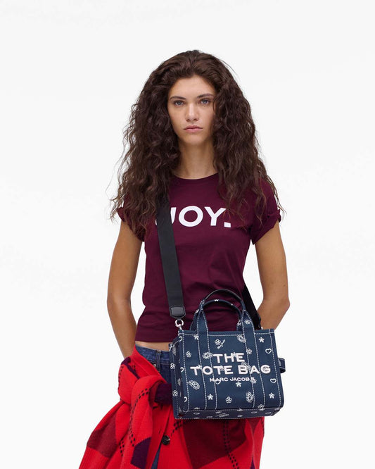 The Bandana Canvas Small Tote Bag Navy Multi