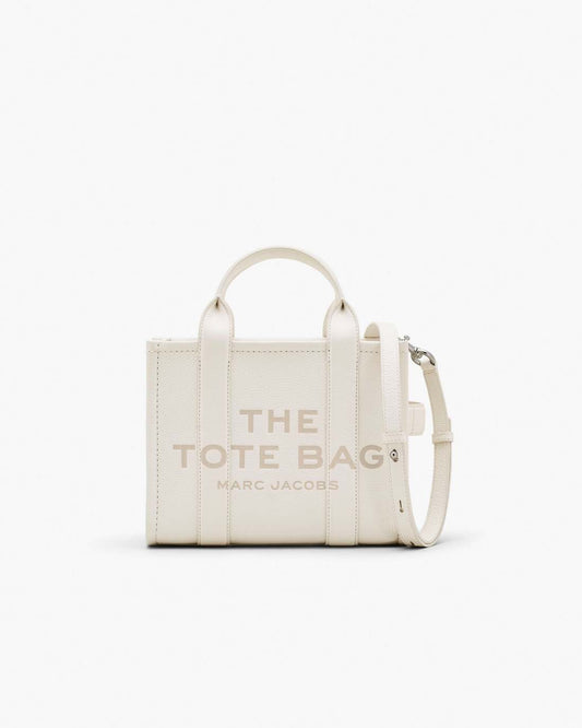 The Leather Small Tote Bag Cotton/Silver