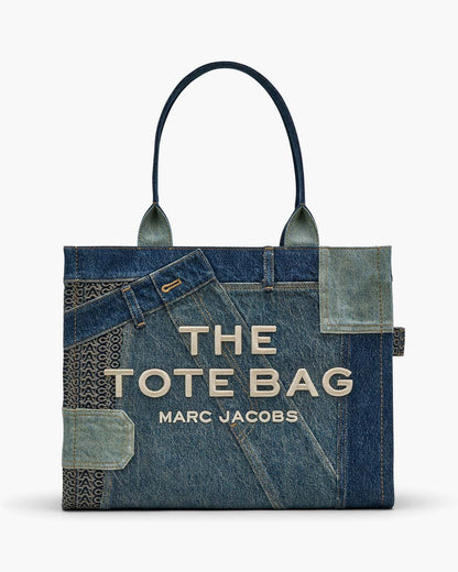 The Deconstructed Denim Large Tote Bag Indigo Multi