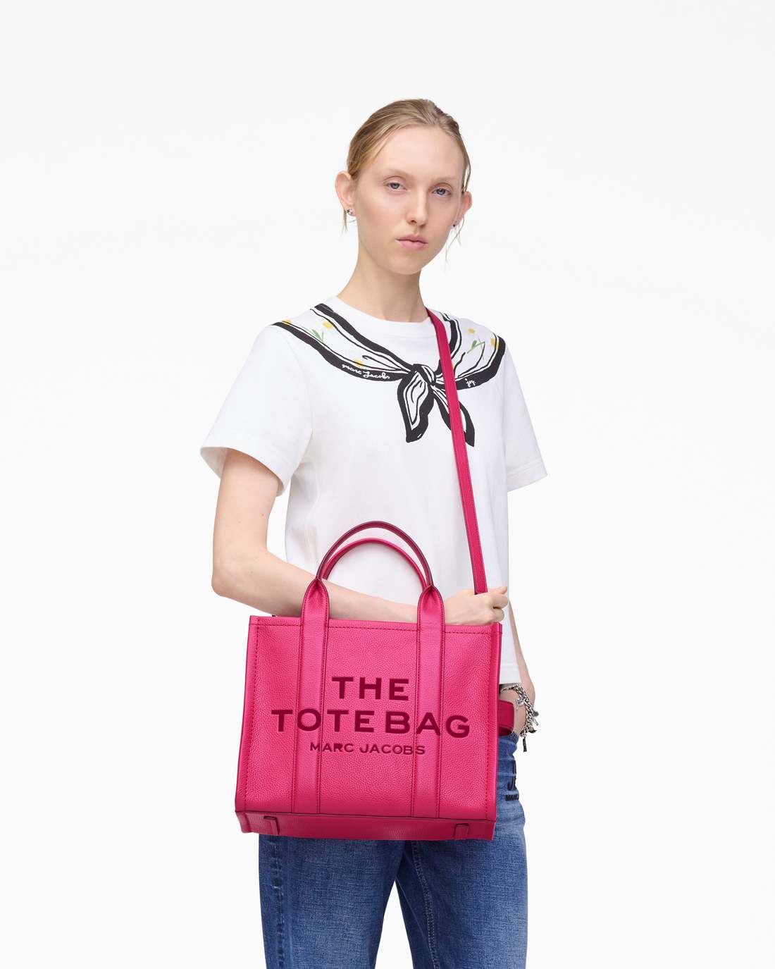 The Leather Medium Tote Bag Raspberry Pink