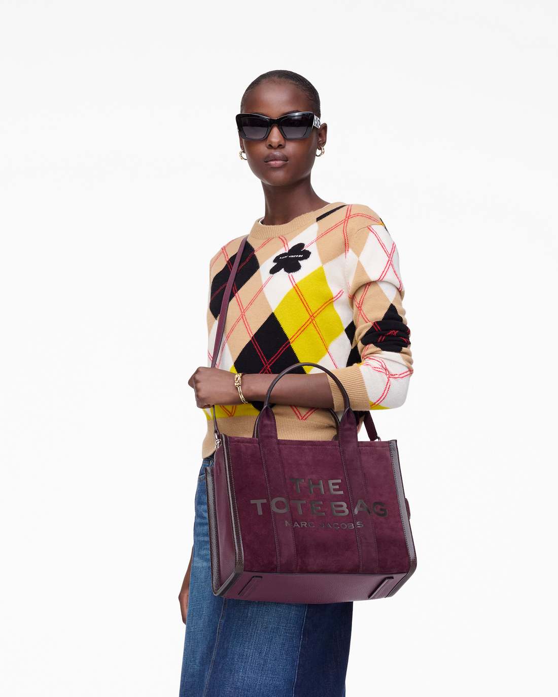 The Suede Medium Tote Bag Dark Plum