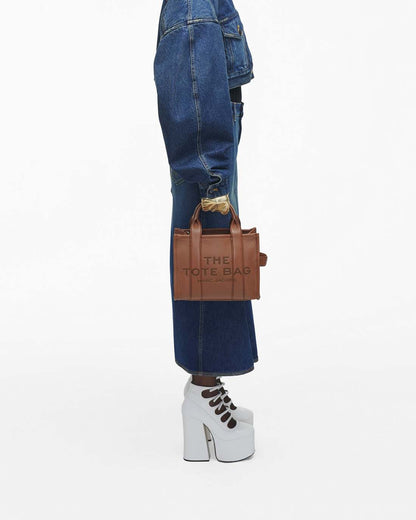The Leather Small Tote Bag Argan Oil