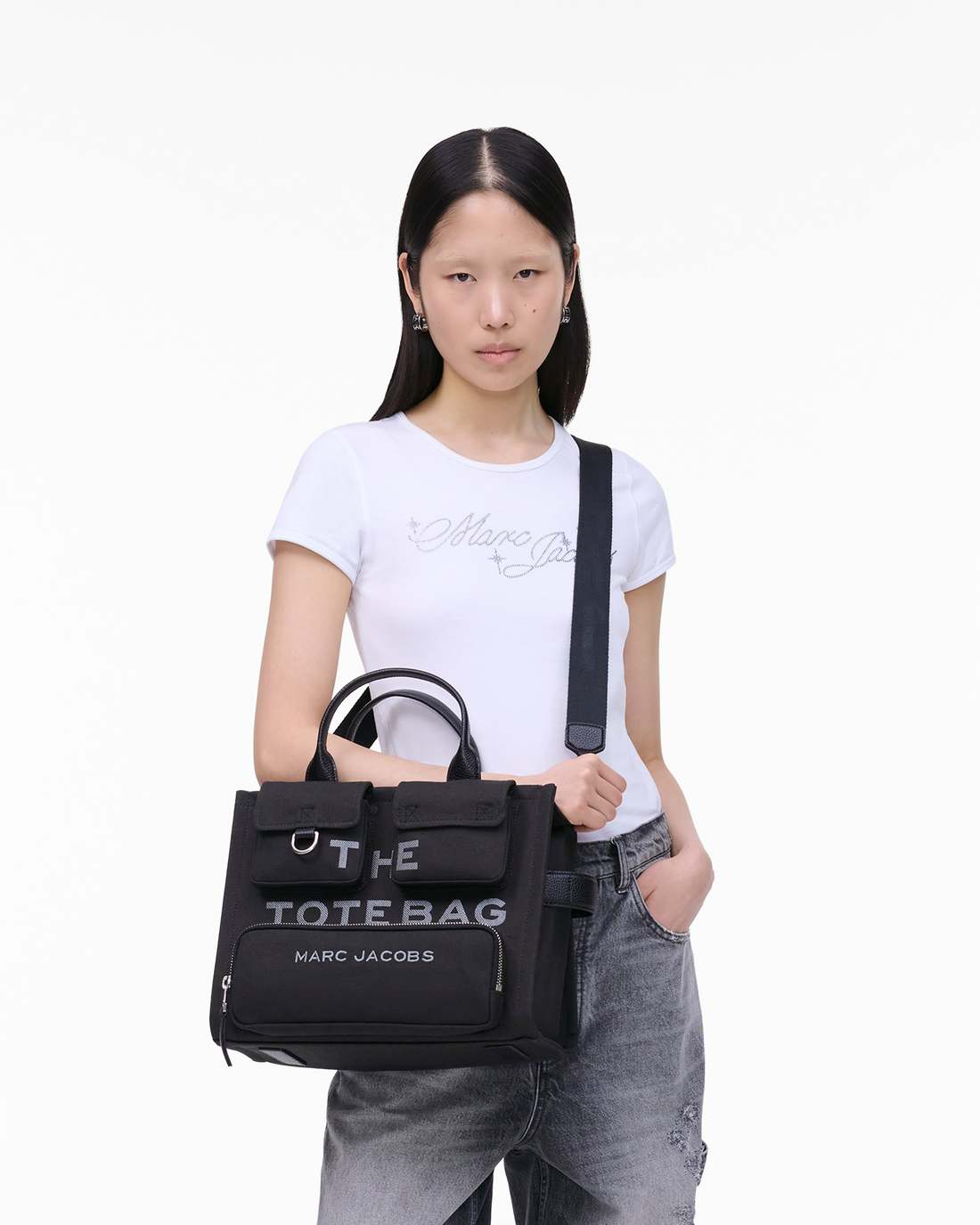 The Cargo Canvas Medium Tote Bag Black