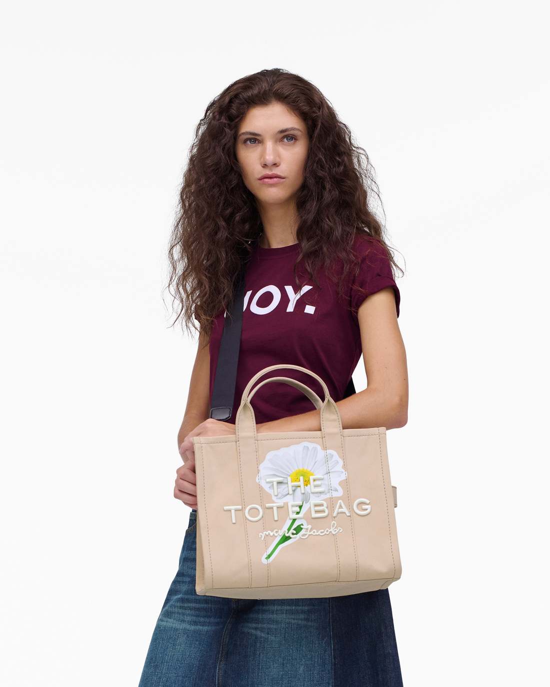 The Daisy Script Canvas Medium Tote Bag Cloud White Multi