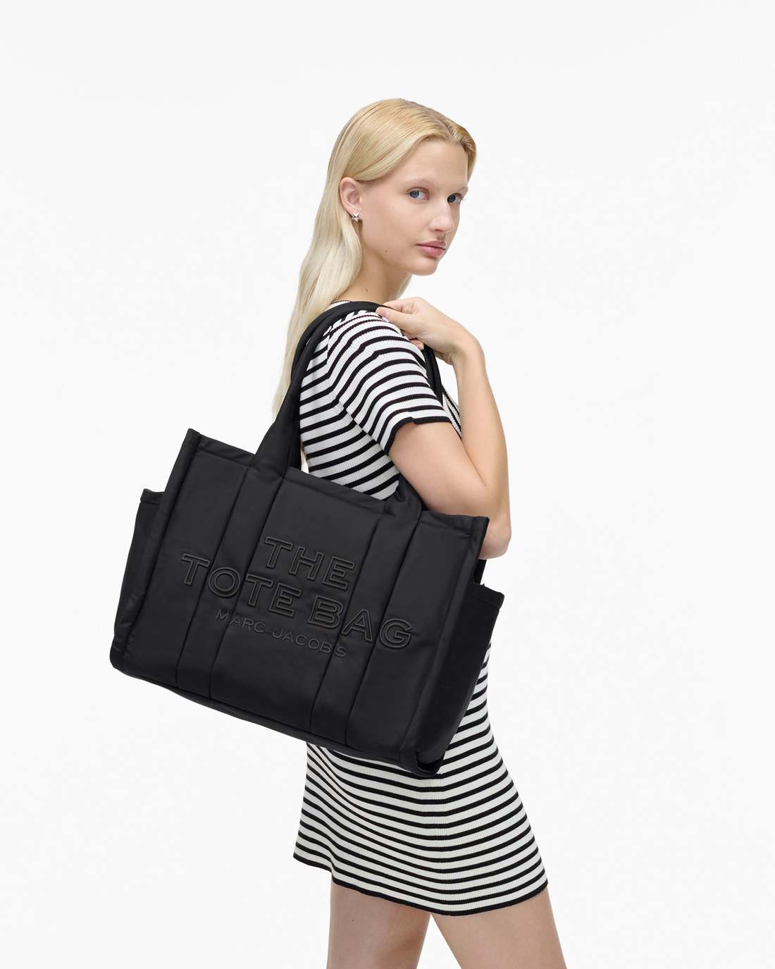 The Puffy Nylon Large Tote Bag Black