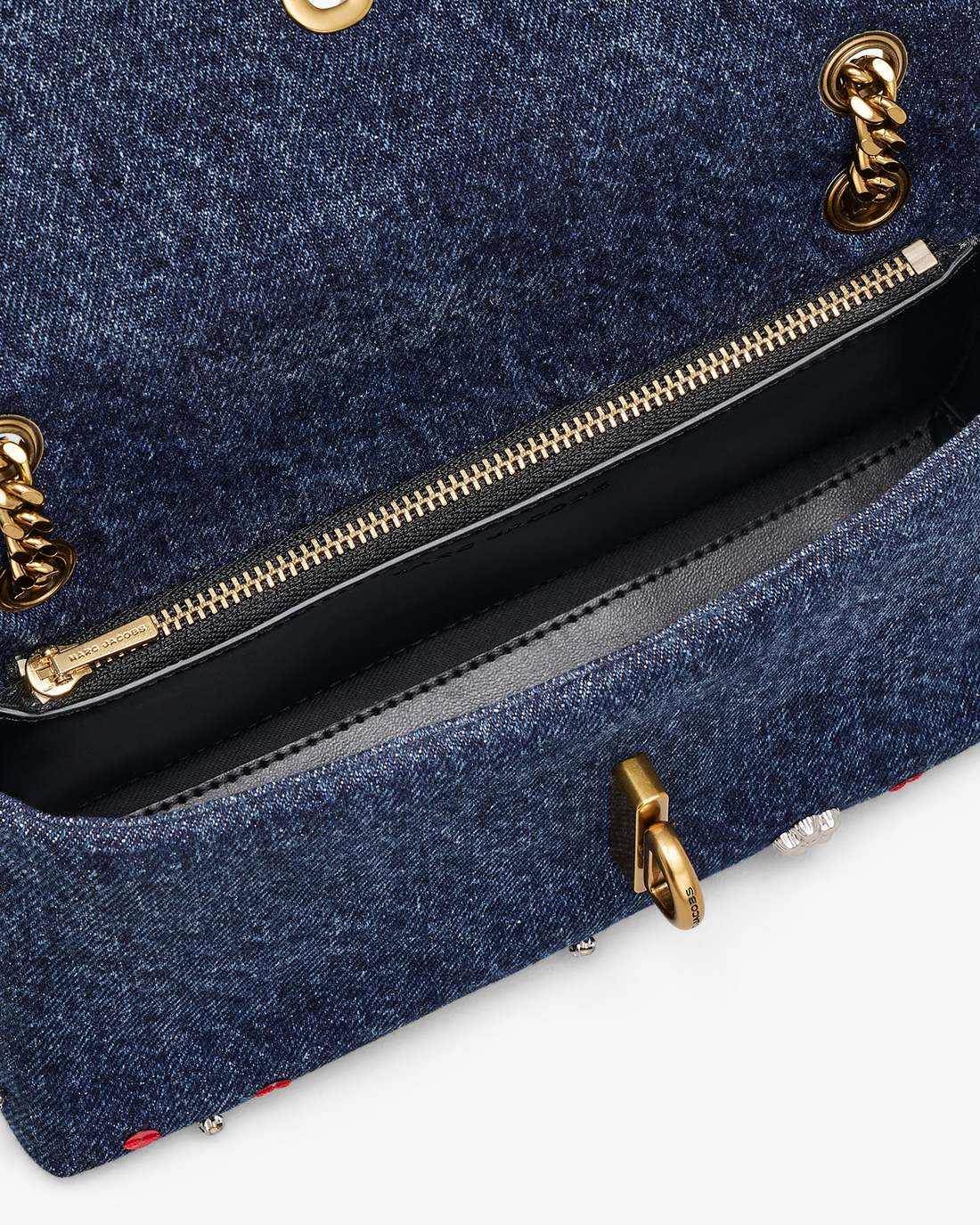 The Trinket Charm Denim Dual Chain Mini Bag Medium Wash Multi