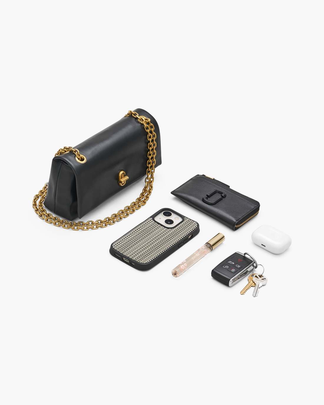 The Metallic Dual Chain Mini Bag Silver