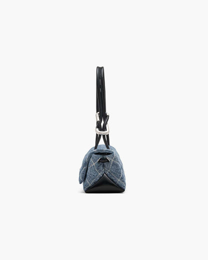 The Quilted Denim Mini Dual Shoulder Bag Light Wash Indigo