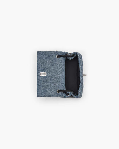 The Quilted Denim Mini Dual Shoulder Bag Light Wash Indigo