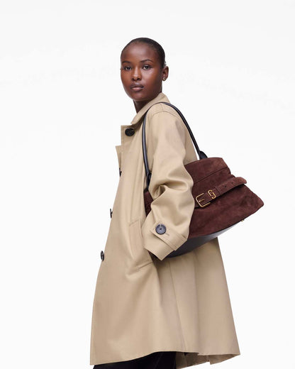 The Suede Dakota Satchel Dark Brown