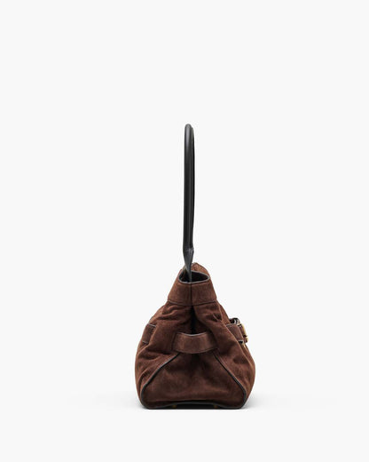 The Suede Dakota Satchel Dark Brown