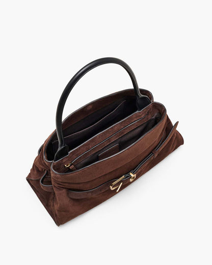 The Suede Dakota Satchel Dark Brown