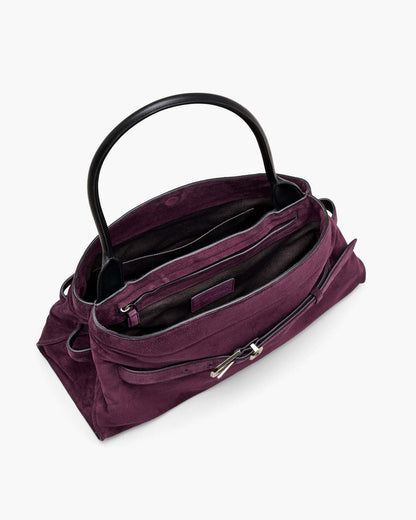 The Suede Dakota Satchel Dark Plum