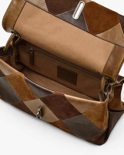 The Suede Patchwork Large Dual Bag Brown Multi