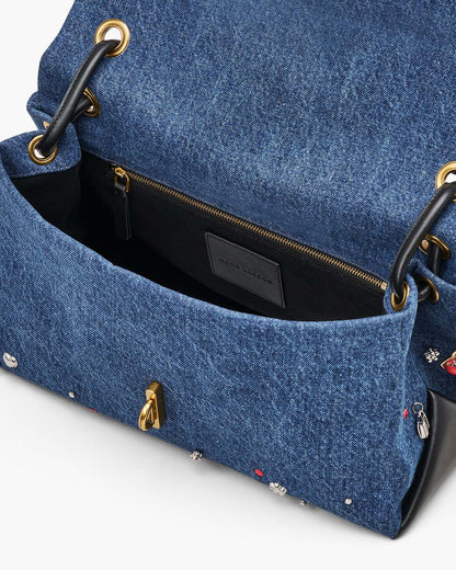 The Trinket Charm Denim Large Dual Bag Medium Wash Multi