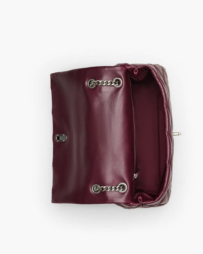 The Quilted Dual Convertible Shoulder Bag Dark Plum