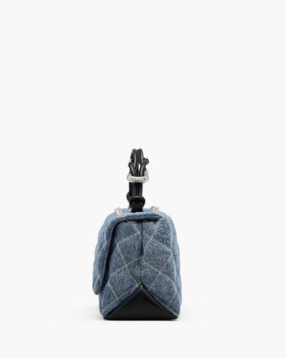 The Quilted Denim Dual Convertible Shoulder Bag Light Wash Indigo