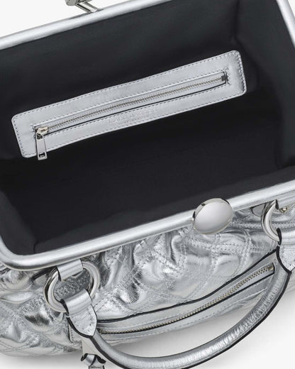 Re-Edition Quilted Metallic Leather Stam Bag Silver