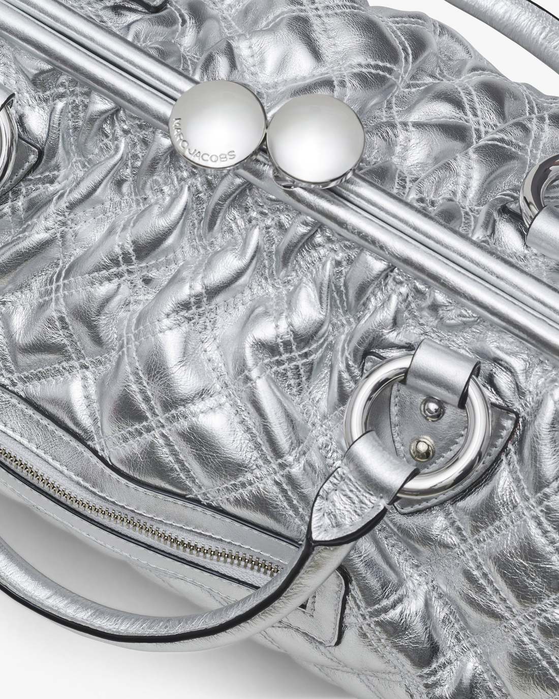 Re-Edition Quilted Metallic Leather Stam Bag Silver