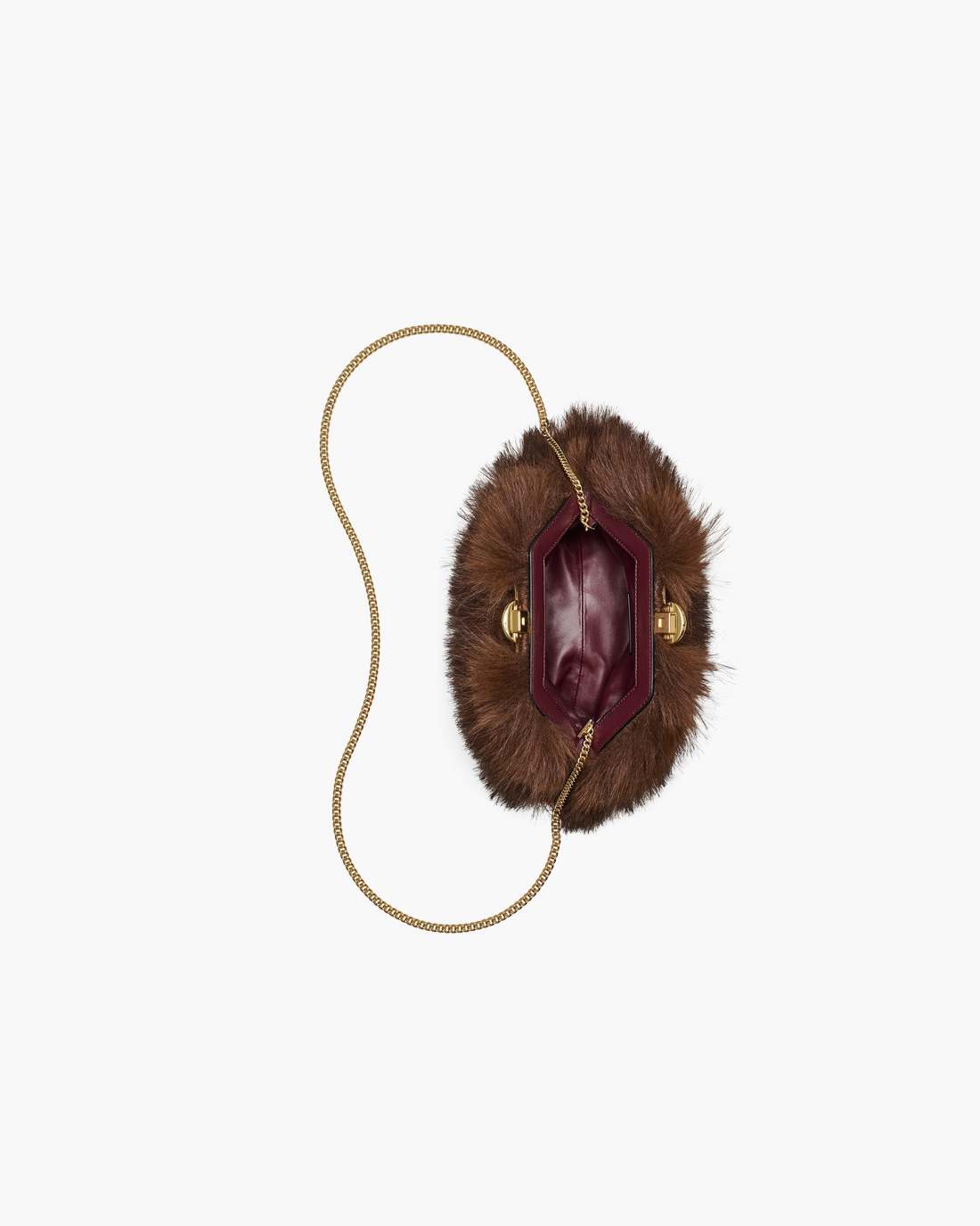 The Faux Fur Glam Small Clutch Dark Brown