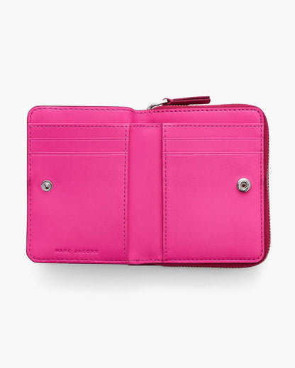 The Leather Mini Compact Wallet Raspberry Pink