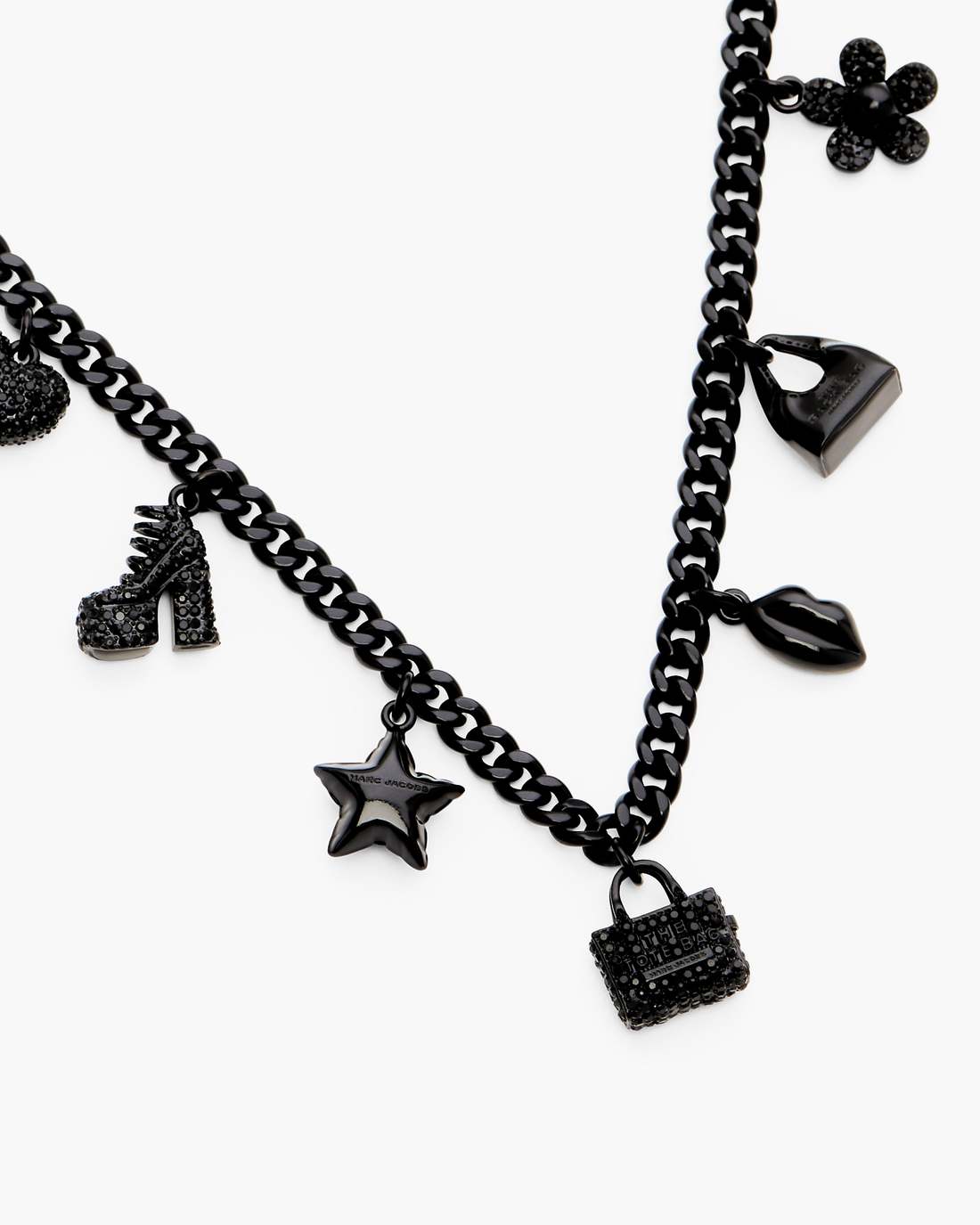 Mini Icon Pave Charm Necklace Black/Black Crystal