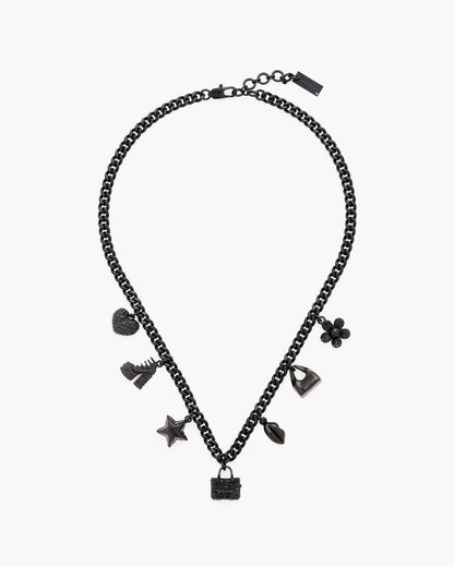 Mini Icon Pave Charm Necklace Black/Black Crystal