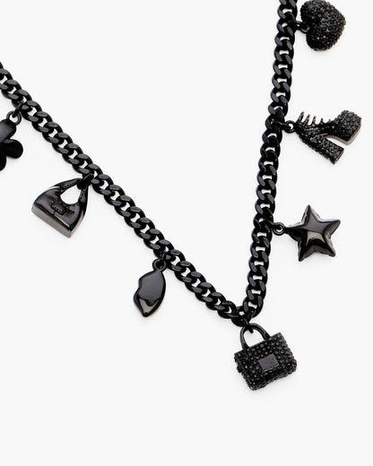 Mini Icon Pave Charm Necklace Black/Black Crystal