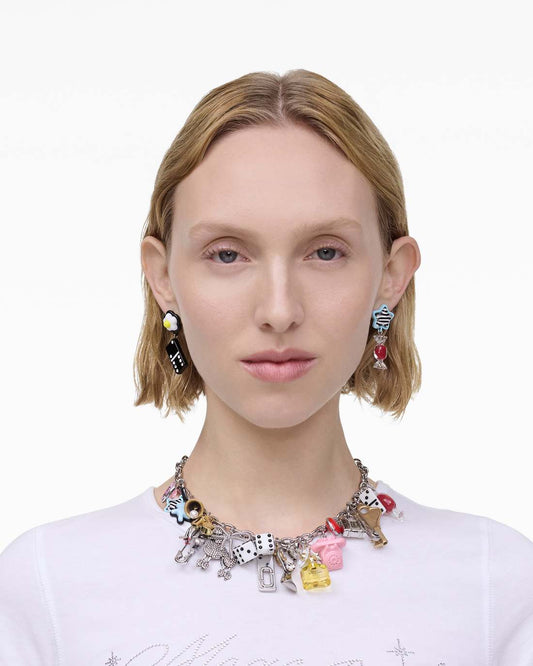 The Sticker Charm Statement Necklace Silver Multi