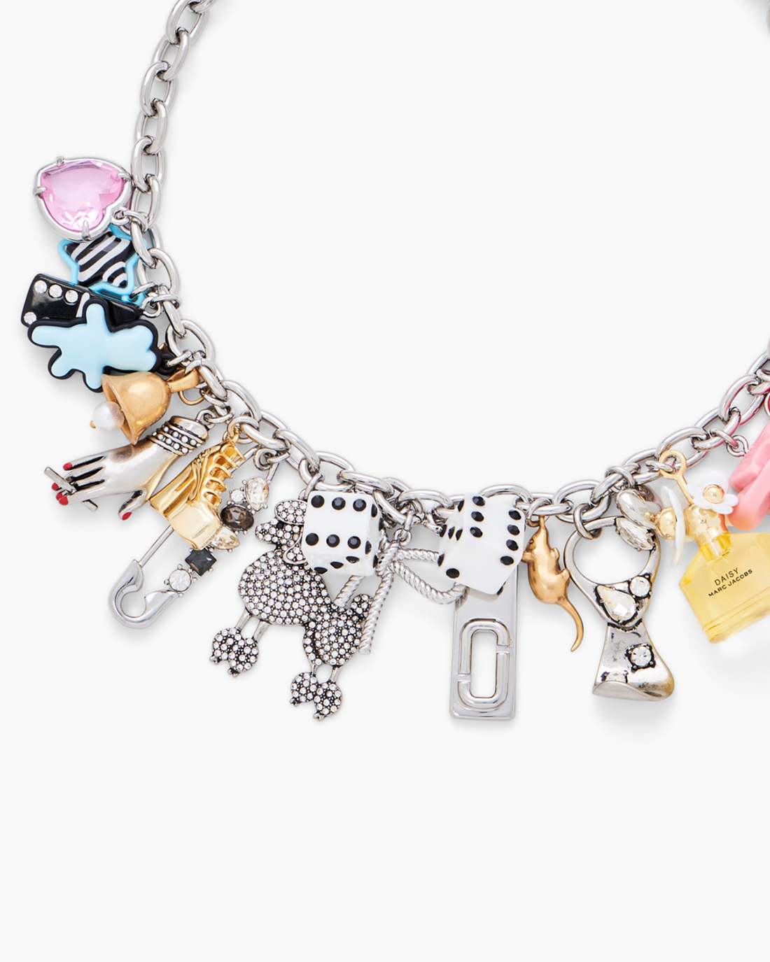 The Sticker Charm Statement Necklace Silver Multi