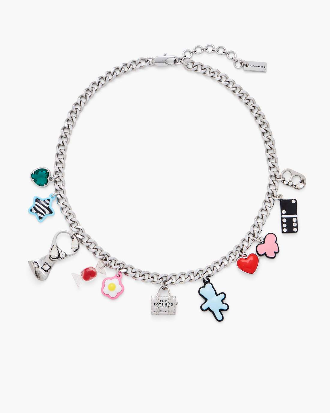 The Sticker Charm Necklace Silver Multi