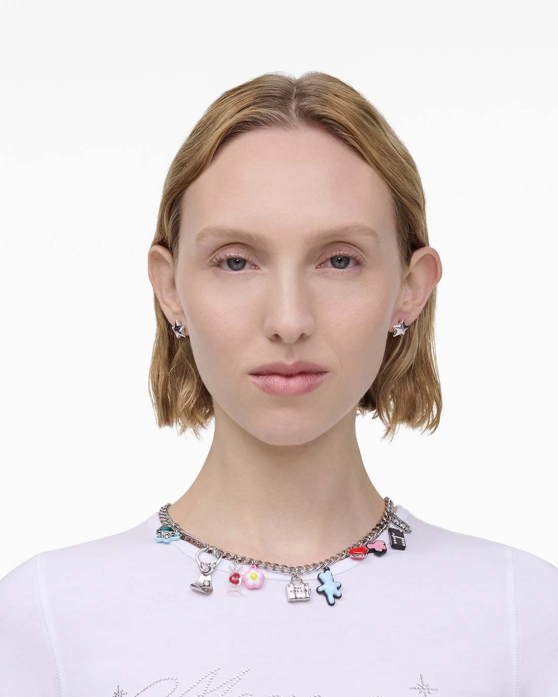 The Sticker Charm Necklace Silver Multi