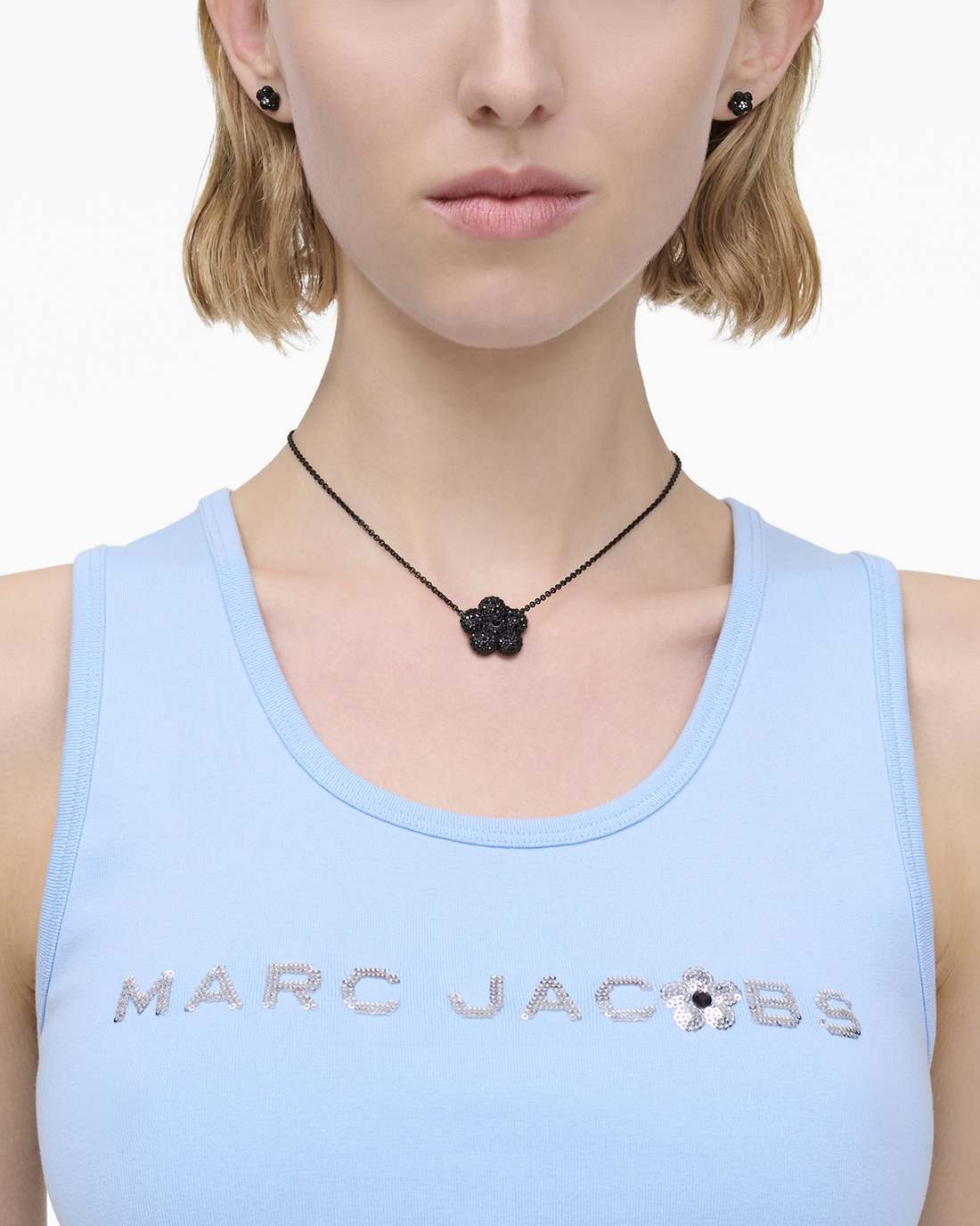 The Daisy Pave Necklace Black/Black Crystal