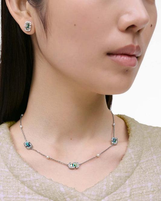 The J Marc Luxe Station Necklace Silver/Crystal