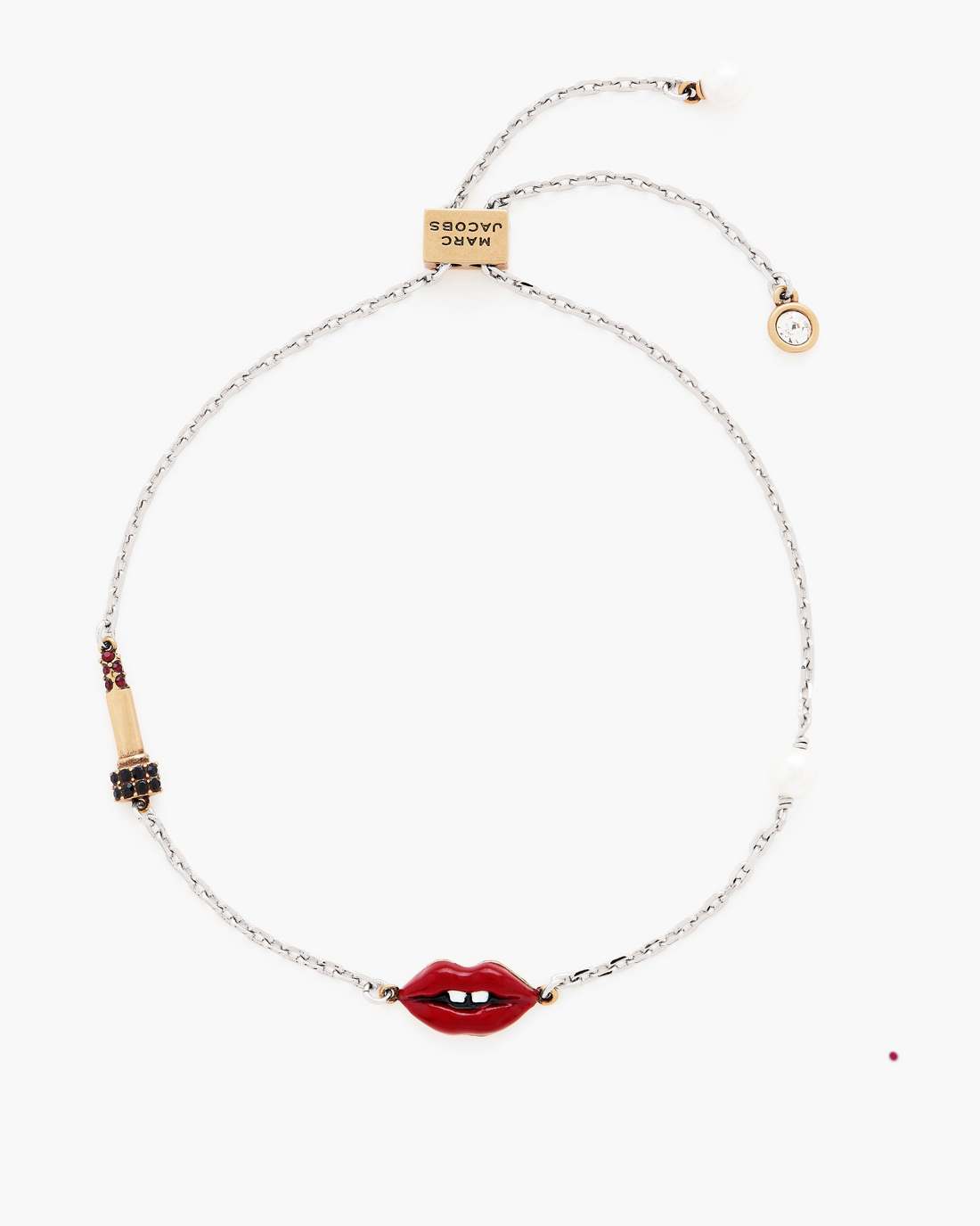The Lips Slider Bracelet Silver/Red