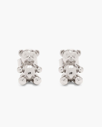 The Teddy Bear Stud Earrings Light Antique Silver